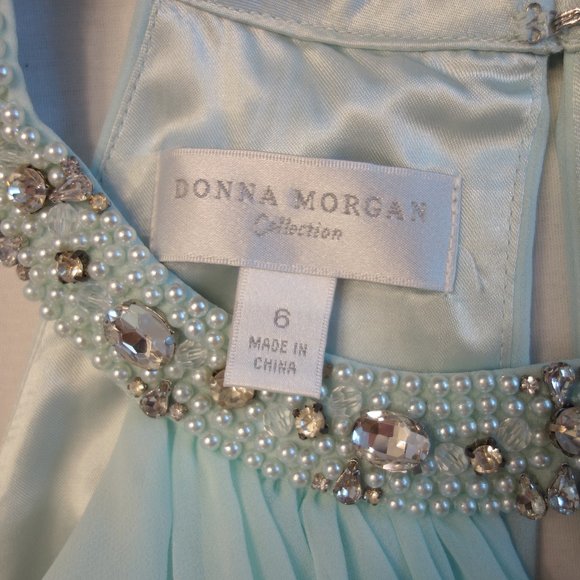 Donna Morgan Green Teal Sheer Gown - Picture 2 of 16